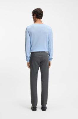 Delaware slim-fit trousers in brushed stretch twill, Silver