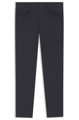 Delaware slim-fit trousers in brushed stretch twill, Dark Blue