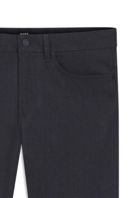 Delaware slim-fit trousers in brushed stretch twill, Dark Blue