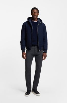 Delaware slim-fit trousers in brushed stretch twill, Dark Blue