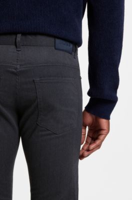 Delaware slim-fit trousers in brushed stretch twill, Dark Blue