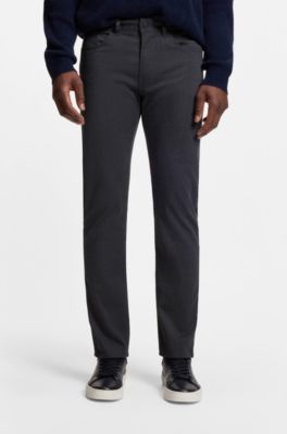 Delaware slim-fit trousers in brushed stretch twill, Dark Blue