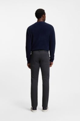 Delaware slim-fit trousers in brushed stretch twill, Dark Blue