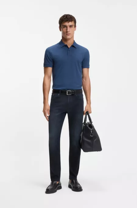 Delaware blue slim-fit jeans in knitted denim