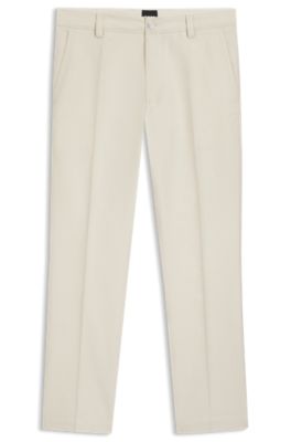 Pantalon Straight en twill de coton m&eacute;lang&eacute;, Blanc