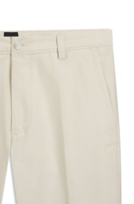 Pantalon Straight en twill de coton m&eacute;lang&eacute;, Blanc