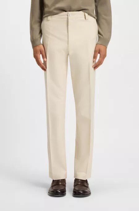Straight-fit trousers in cotton-blend twill