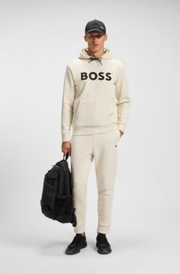 Moulded-logo hoodie in a cotton blend, White