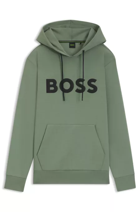 Moulded-logo hoodie in a cotton blend