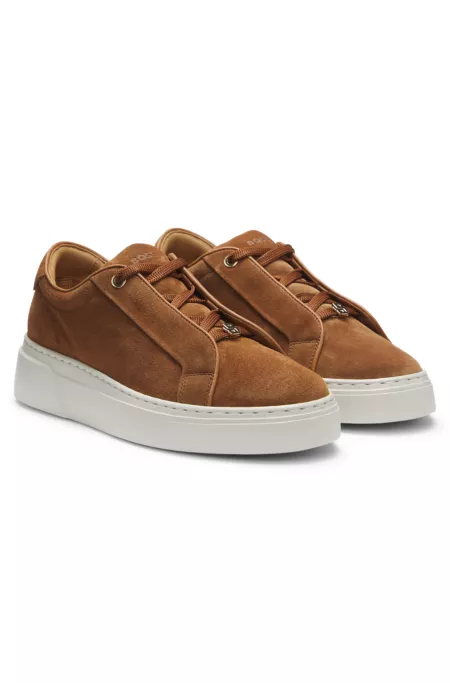 Suede trainers with hidden wedge