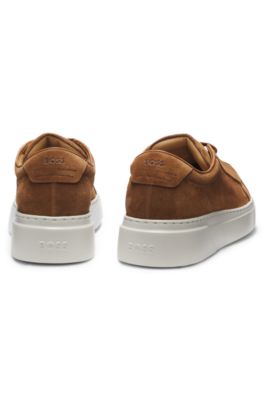 Suede trainers with hidden wedge, Light Brown