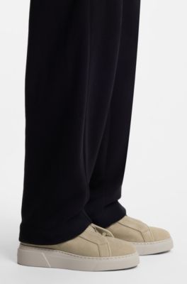 Suede trainers with hidden wedge, Beige