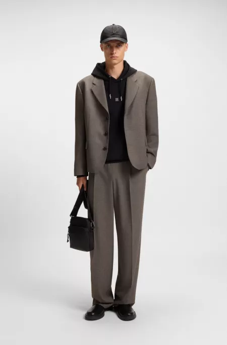 Dry-touch modern-fit jacket in mouliné twill
