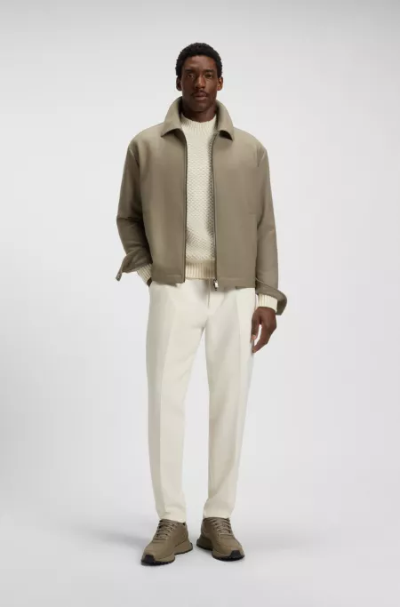 Relaxed-fit jacket in stretch fabric with wing collar