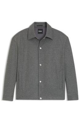 Sobrecamisa relaxed fit en franela el&aacute;stica cepillada, Gris