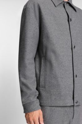 Sobrecamisa relaxed fit en franela el&aacute;stica cepillada, Gris