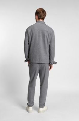 Sobrecamisa relaxed fit en franela el&aacute;stica cepillada, Gris
