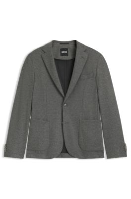 Veste Slim en flanelle stretch bross&eacute;e, Gris