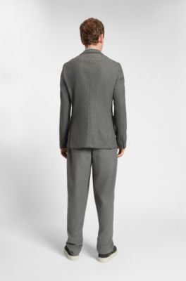 Veste Slim en flanelle stretch bross&eacute;e, Gris