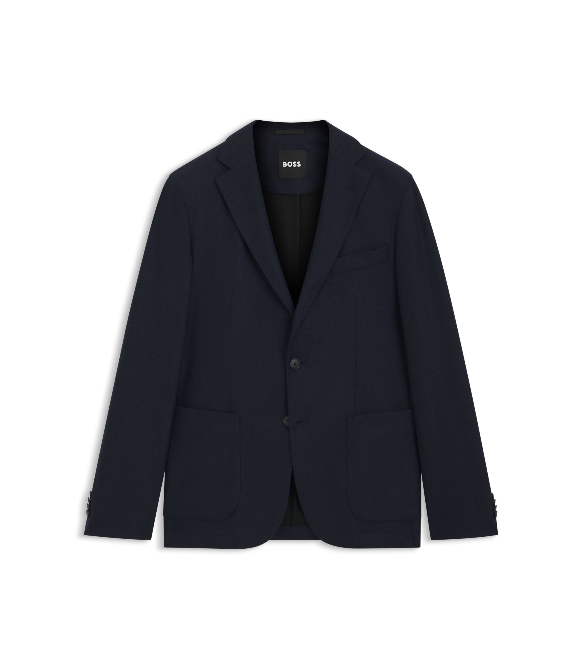 BOSS - Brushed slim-fit jacket in stretch flannel - Dark Blue