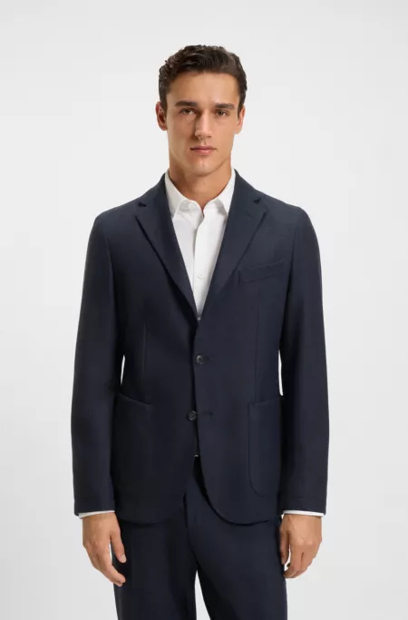 Brushed slim-fit jacket in stretch flannel