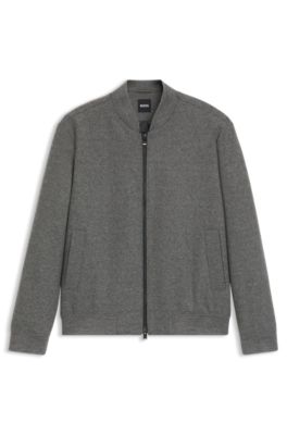 Brushed slim-fit jacket in stretch flannel, Grey