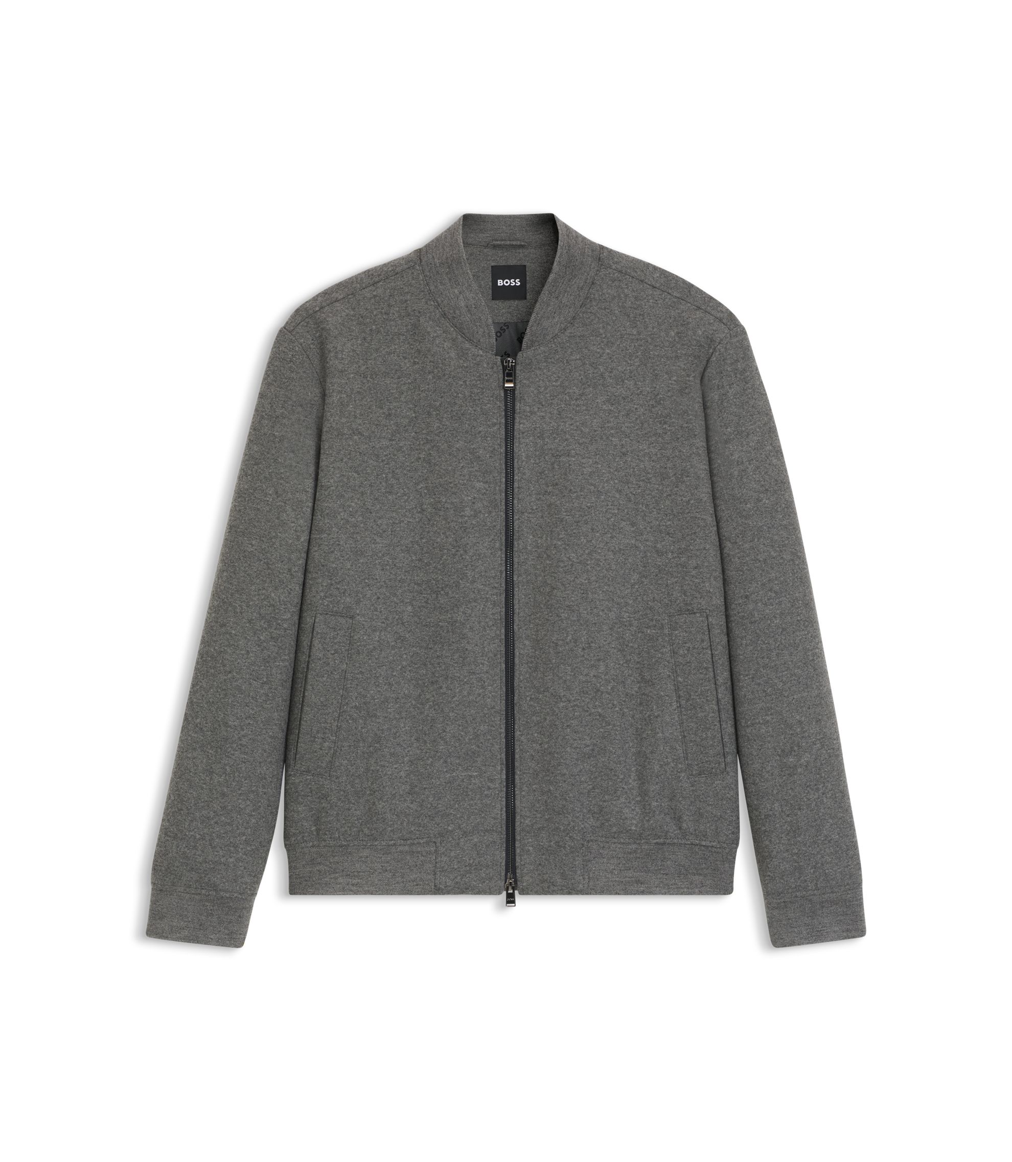 BOSS - Brushed slim-fit jacket in stretch flannel - Grey