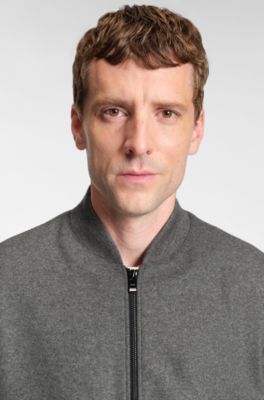 Chaqueta slim fit de franela el&aacute;stica cepillada, Gris