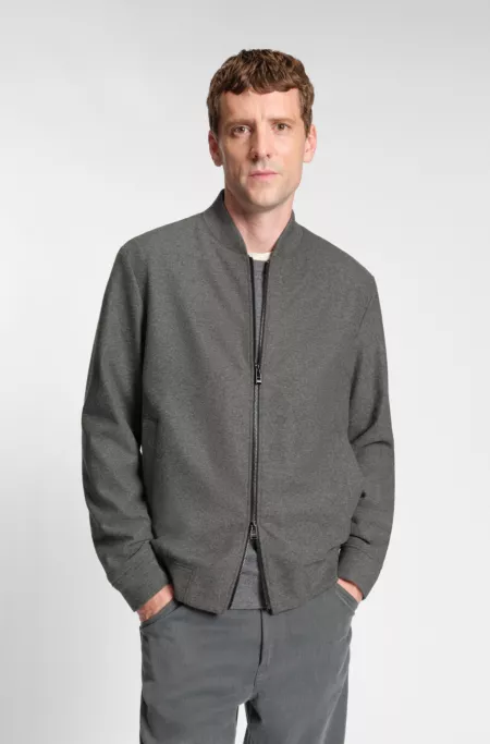 Brushed slim-fit jacket in stretch flannel