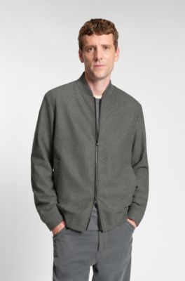 Chaqueta slim fit de franela el&aacute;stica cepillada, Gris