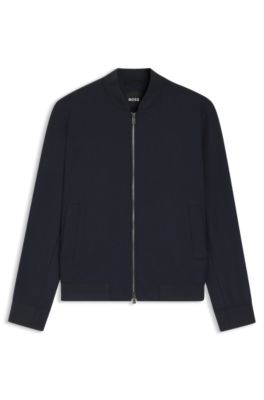 Brushed slim-fit jacket in stretch flannel, Dark Blue