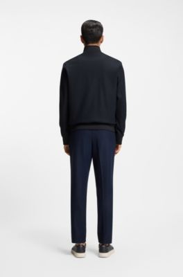 Veste Slim en flanelle stretch bross&eacute;e, Bleu fonc&eacute;