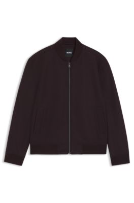 Chaqueta slim fit de franela el&aacute;stica cepillada, Rojo oscuro