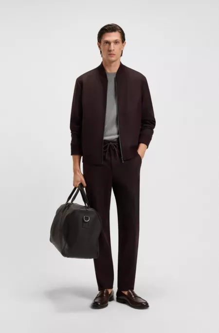 Brushed slim-fit jacket in stretch flannel