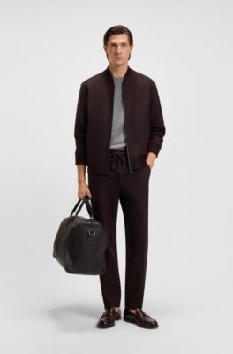 Brushed slim-fit jacket in stretch flannel, Dark Red