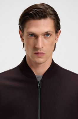 Brushed slim-fit jacket in stretch flannel, Dark Red