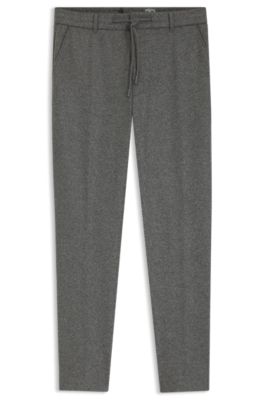 Pantalones tapered fit de franela el&aacute;stica cepillada, Gris