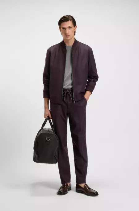 Brushed tapered-fit trousers in stretch flannel