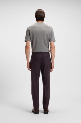 Pantalones tapered fit de franela el&aacute;stica cepillada, Rojo oscuro
