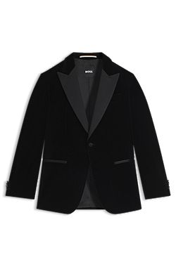 Slim-fit tuxedo jacket in cotton velvet