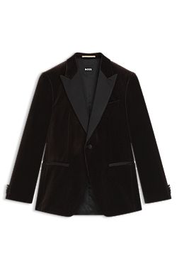 Slim-fit tuxedo jacket in cotton velvet