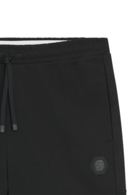 Cotton-blend shorts with Double B monogram, Black