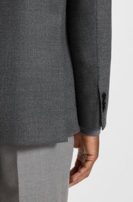 Blazer regular fit en lana virgen con motivo, Plata