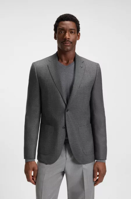 Patterned regular-fit jacket in virgin wool
