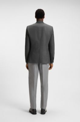 Patterned regular-fit jacket in virgin wool, Silver