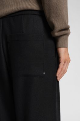 Pantalones tapered fit en mezcla de lana, Negro