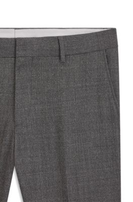 Pantalones formales en lana virgen con microestampado, Gris