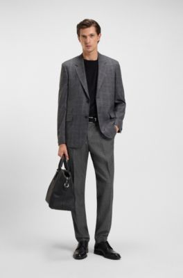 Formal trousers in micro-patterned virgin wool, Grey