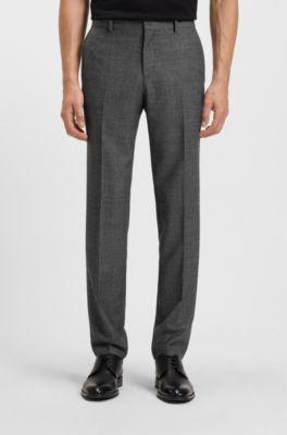 Pantalones formales en lana virgen con microestampado, Gris