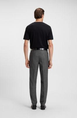 Pantalones formales en lana virgen con microestampado, Gris